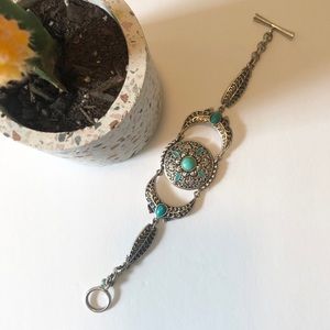 ⭐️Lucky Brand Silver & Turquoise Boho Bracelet